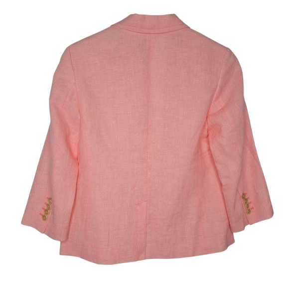 Talbots Womens Pink Linen Blend Single Breasted Lined Blazer Size 4 - Picture 2 of 12